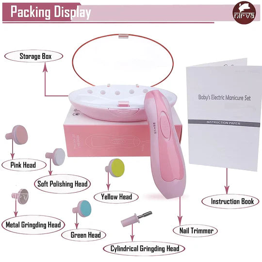 Baby Nail Trimmer with 6 Grinding Heads Safe for Newborn Baby Baby Nail Clippers with Light, Electric Baby Nail Trimmer